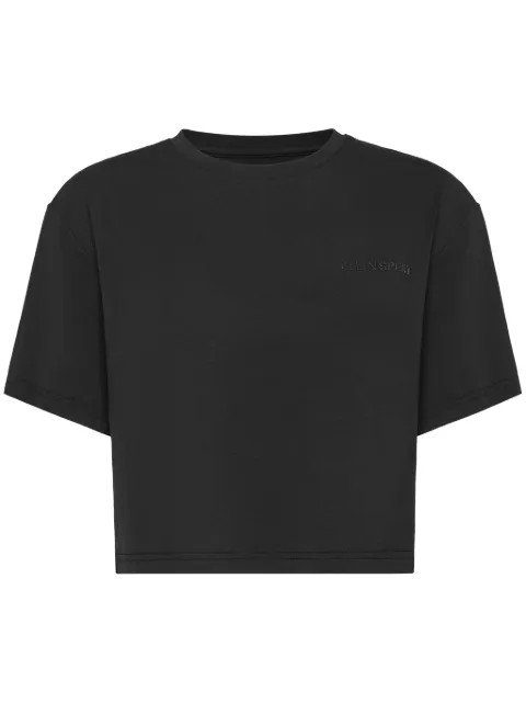 Plein Sport cotton cropped T-shirt Black SAECWTK3560STE001N
