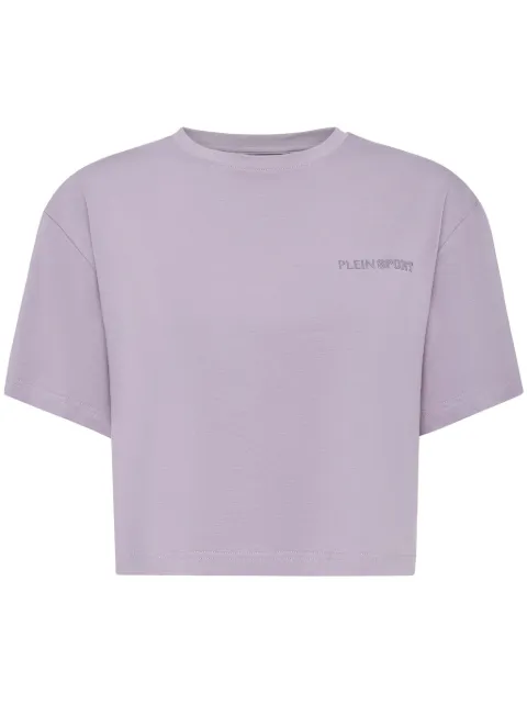 Plein Sport cotton cropped T-shirt Purple SAECWTK3560STE001N