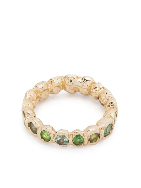 Fie Isolde 14CT yellow gold Alfa Rainbow sapphire and tsavorite ring Gold FIR0002G