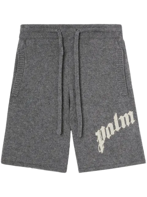 Palm Angels logo knitted shorts Grey PMHM011S25KNI0010803