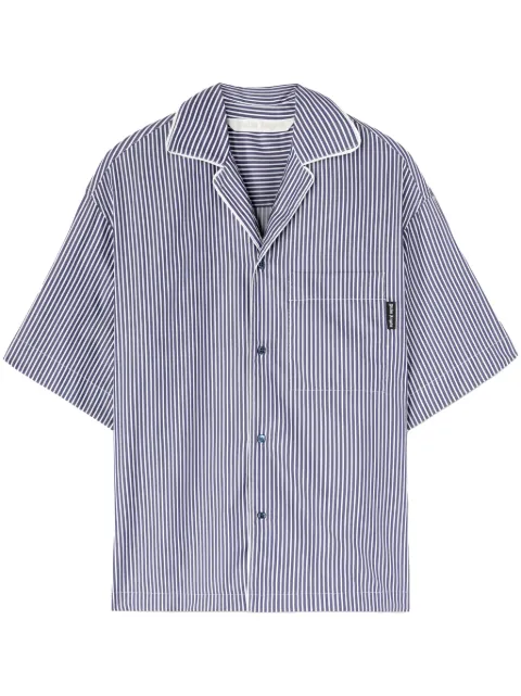 Palm Angels logo-print striped shirt Blue PWGG005S25FAB0014603