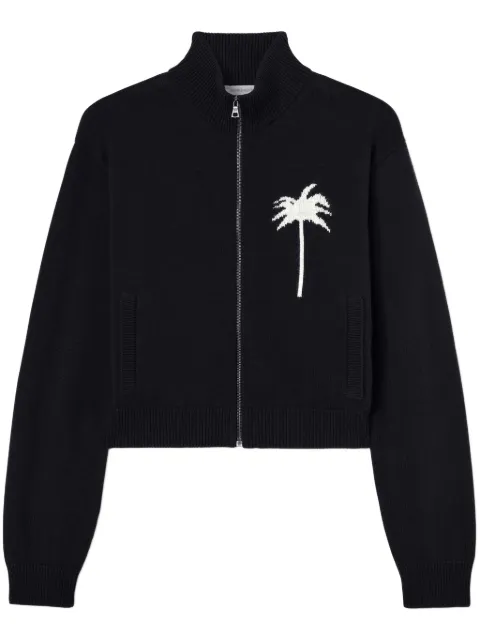 Palm Angels palm tree knitted track top Black PWHA061S25KNI0011003