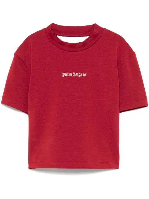 Palm Angels logo-embroidered T-shirt Red PWAA074S25JER0012503