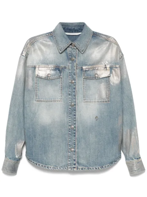 Palm Angels coated denim shirt Blue PWYD023S25DEN0024472