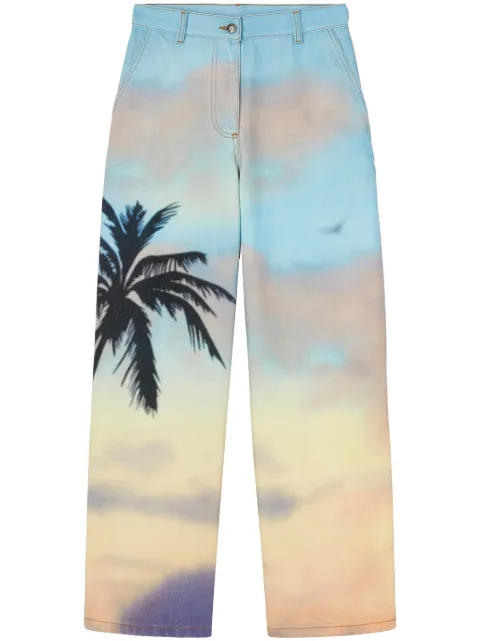 Palm Angels Sunrise Palm jeans Blue PWYB040S25DEN0018410