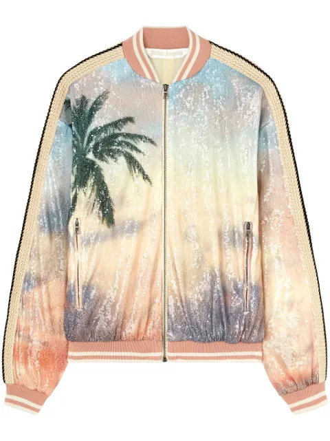 Palm Angels Sunrise Palm bomber jacket Blue PWEH024S25FAB0018410