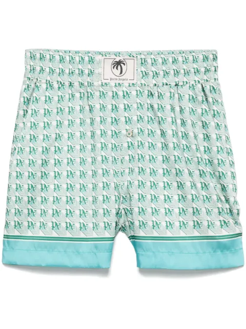 Palm Angels monogram-print shorts Green PWCB056S25FAB003550B
