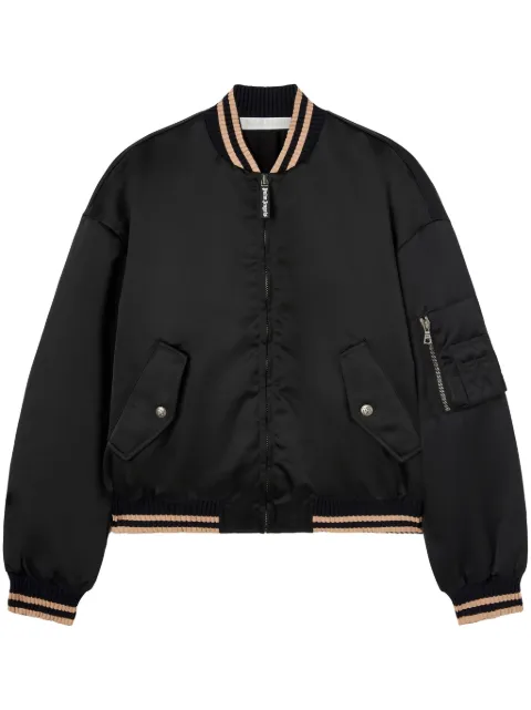 Palm Angels curved logo bomber jacket Black PWEH027S25FAB0011030