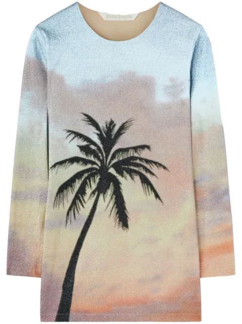 Palm Angels Sunrise Palm mini dress Blue PWDB256S25FAB0018410