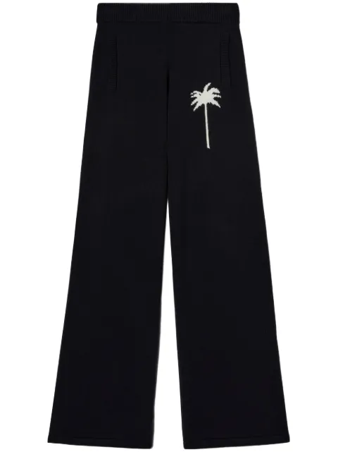 Palm Angels palm tree knitted trousers Black PWHG035S25KNI0011003