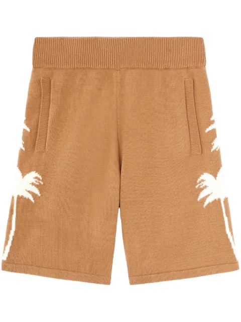 Palm Angels palm tree knitted shorts Neutrals PMHM012S25KNI0026103