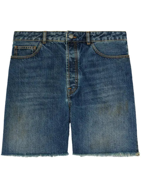 Palm Angels logo-print denim shorts Blue PMYC003S25DEN0034540