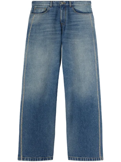 Palm Angels curved logo loose-fit jeans Blue PMYA049S25DEN0024040