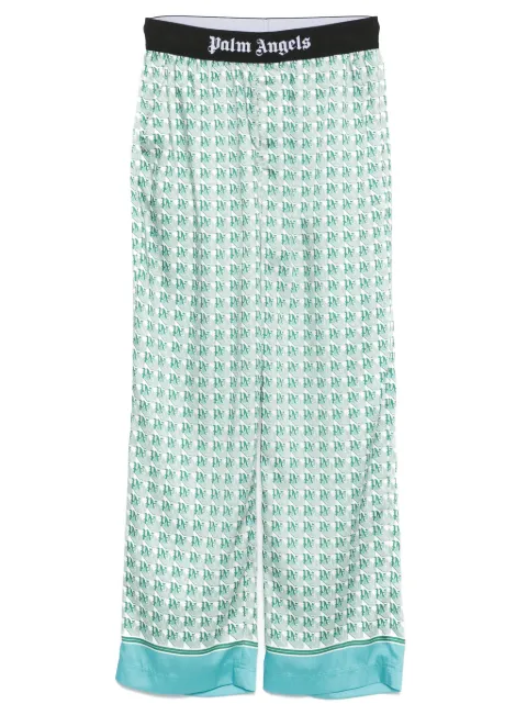 Palm Angels monogram-print trousers Green PMCA111S25FAB001550B