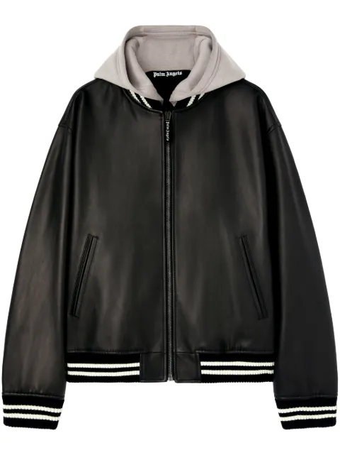 Palm Angels curved-logo bomber jacket Black PMJA043S25LEA0011003
