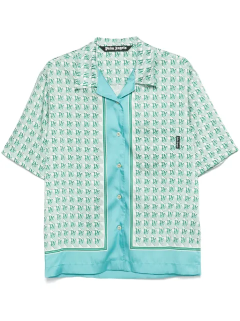 Palm Angels monogram-print shirt Green PMGG005S25FAB001550B