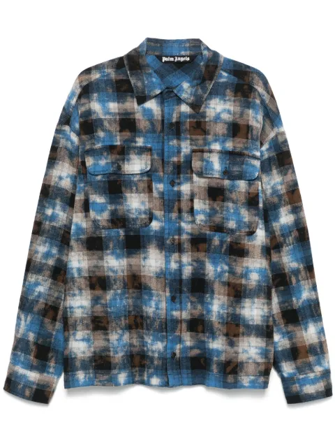 Palm Angels check-pattern shirt Blue PMGE043S25FAB0034003