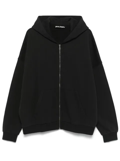 Palm Angels curved-logo hoodie Black PMBE016S25FLE0031003