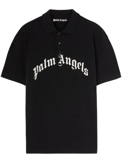 Palm Angels logo-print polo t-shirt Black PMGB012S25FAB0031003
