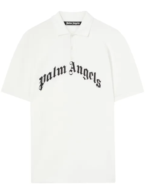 Palm Angels logo-embroidered polo t-shirt White PMGB012S25FAB0030310