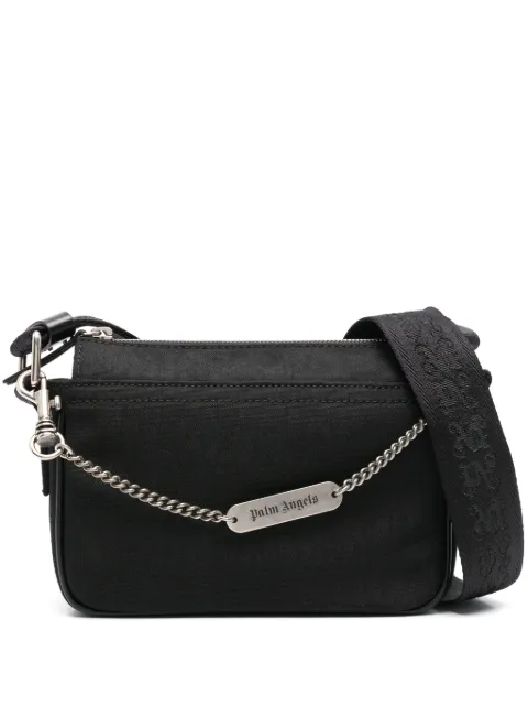 Palm Angels logo-chain messenger bag Black PMNQ012S25FAB0011000