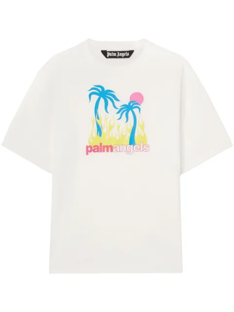 Palm Angels Burning Oasis t-shirt White PMAA089S25JER0020384