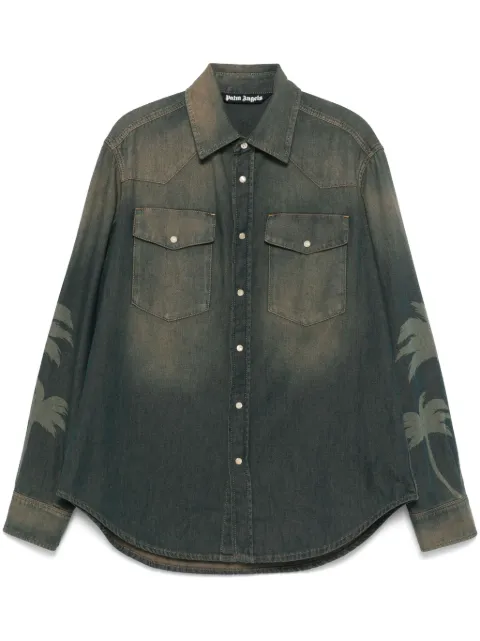 Palm Angels palm-print shirt Brown PMYD019S25DEN0016009