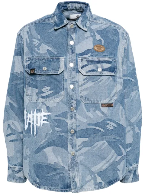 AAPE BY *A BATHING APE® Moonface-logo camouflage-print shirt Blue AST8500XXN