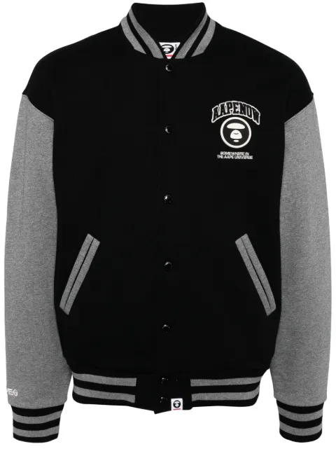 AAPE BY *A BATHING APE® logo baseball jacket Black ASWB328XXN