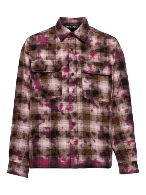 Palm Angels curved-logo check shirt Brown PMGE043S25FAB0033203