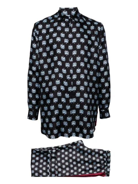 Macgraw PHD pyjama set Blue PHDPYJAMAINBLACKANDBLUECRESTWITHMAROONSTRIPEONTROUSER