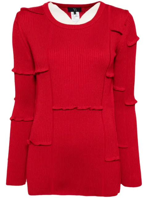 Y's pleat rib knit jumper Red YOK40935