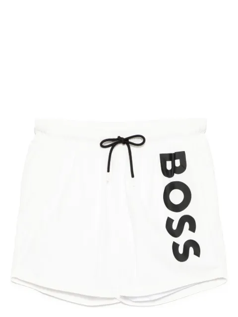 BOSS logo print swim shorts White 50515296