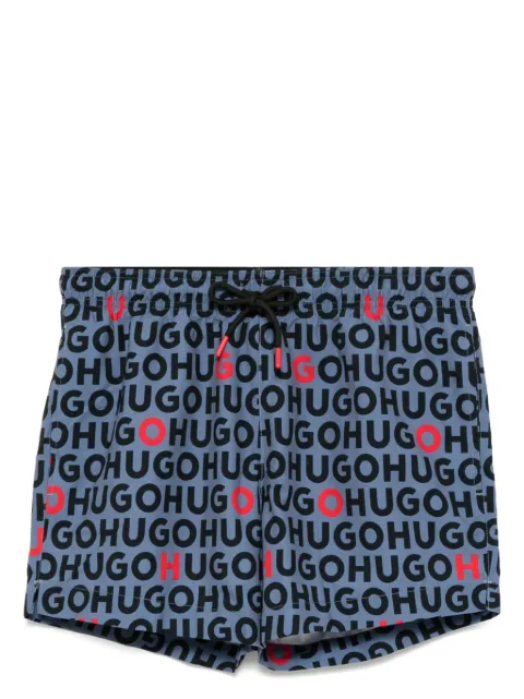 HUGO logo print swim shorts Blue 50474322