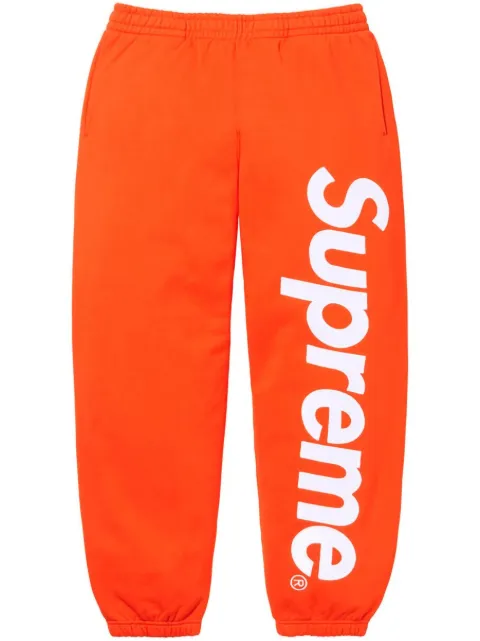 Supreme satin-appliqué cotton track pants Orange SU537