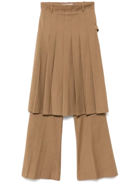 Rokh pleated skirt-trousers Brown R1CA95WM