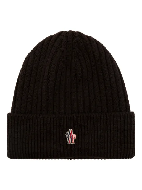 Moncler Grenoble logo-appliqué beanie Brown L20973B0000104761