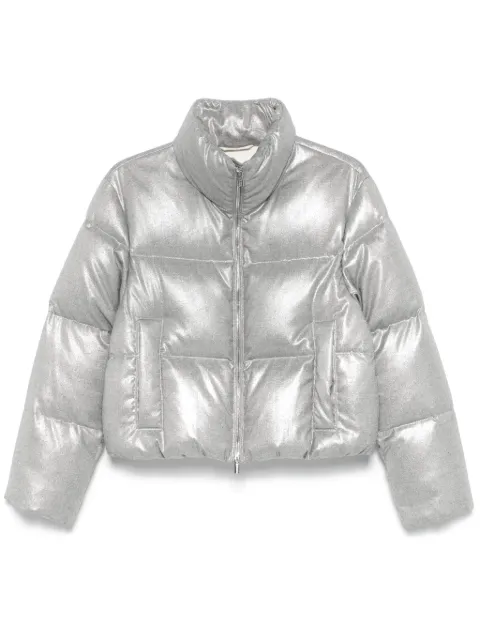 Peserico lamé-effect puffer jacket Grey E2405801970