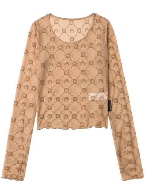 Marine Serre Recycled mesh flock Second Skin cropped top Neutrals WTS012ACJER0005