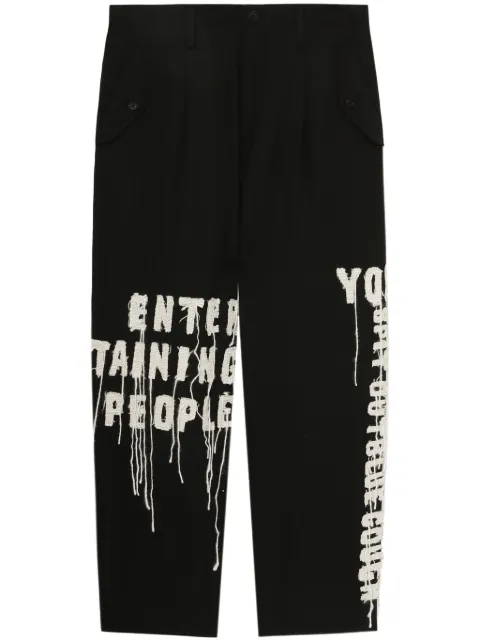 Yohji Yamamoto embroidered trousers Black HOP70534