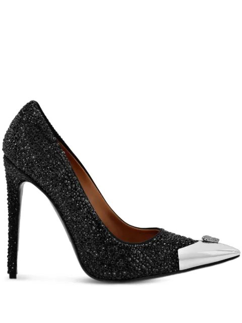 Philipp Plein satin hi-heels mix strass pumps Black SAESWSD0653PXV001N