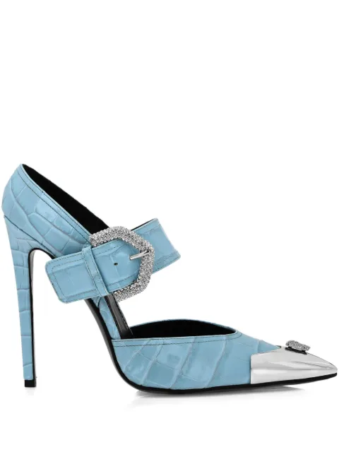 Philipp Plein crocodile-embossed pumps Blue SAESWSD0621PLE010N