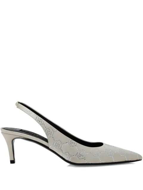 Philipp Plein 55mm rhinestone monogram slingback pumps Neutrals SAESWSD0611PTE028N