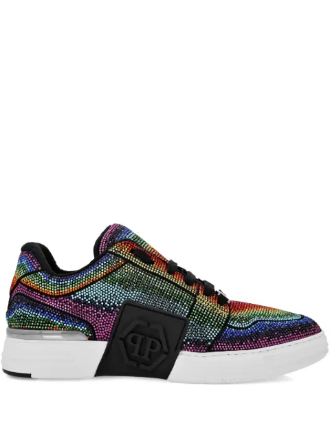 Philipp Plein suede lo-top sneakers strass Hexagon Blue SAESUSC0697PLE009N