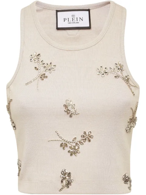 Philipp Plein Flowers tank top Neutrals SAECWTK3568PJY002N