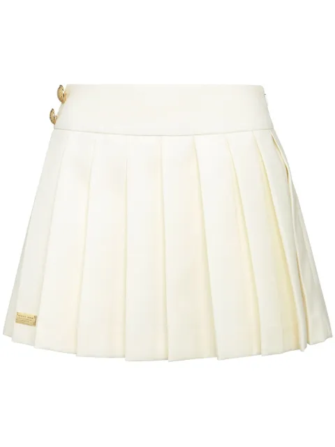 Philipp Plein wool marine plissé skirt White SAECWRV0618PTE076N