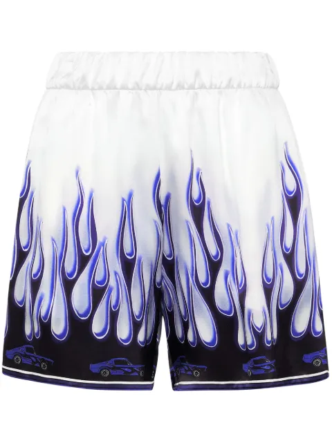 Philipp Plein Flame satin shorts White SAECWRT1592PTE028N