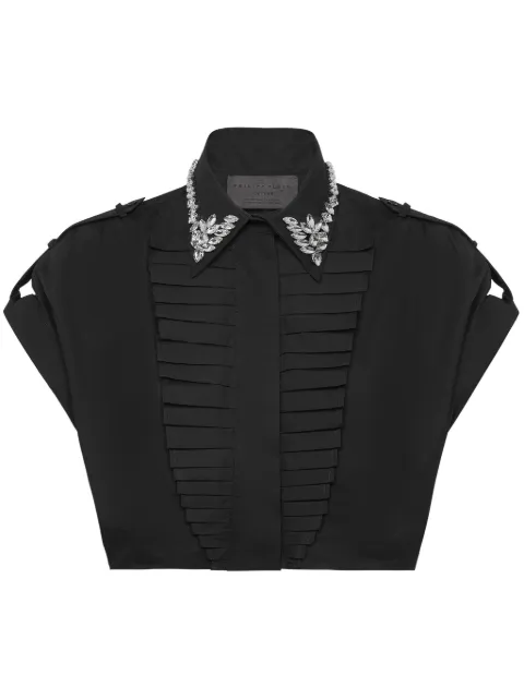 Philipp Plein Voulant cropped shirt Black SAECWRP0495PTE012N