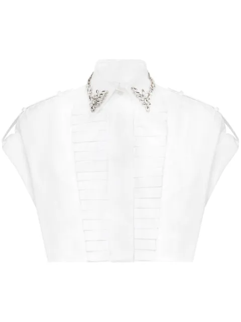 Philipp Plein rhinestoned cropped shirt White SAECWRP0494PTE012N