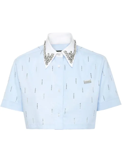 Philipp Plein cropped shirt Blue SAECWRP0487PTE012N